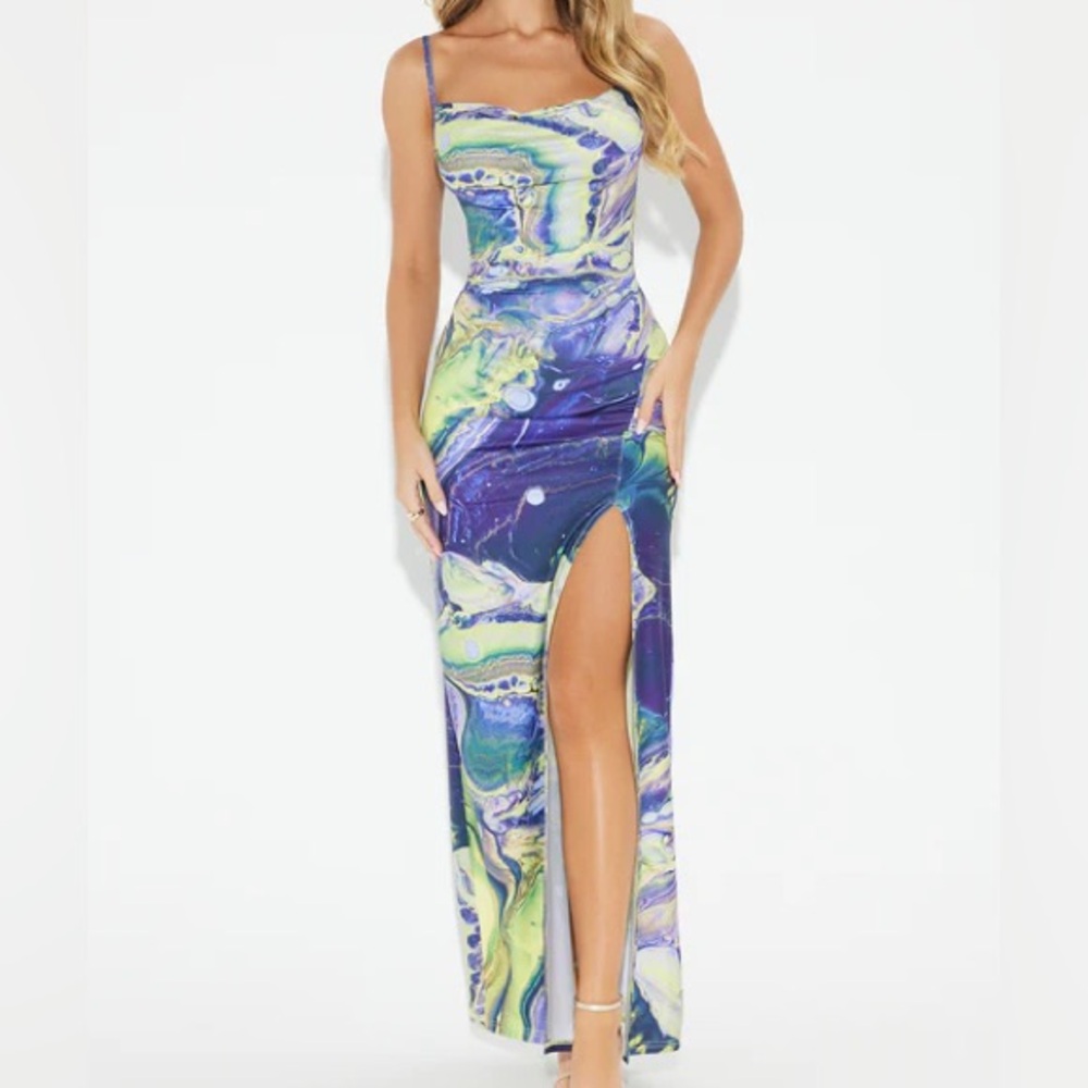Multicolor Abstract Maxi Dress